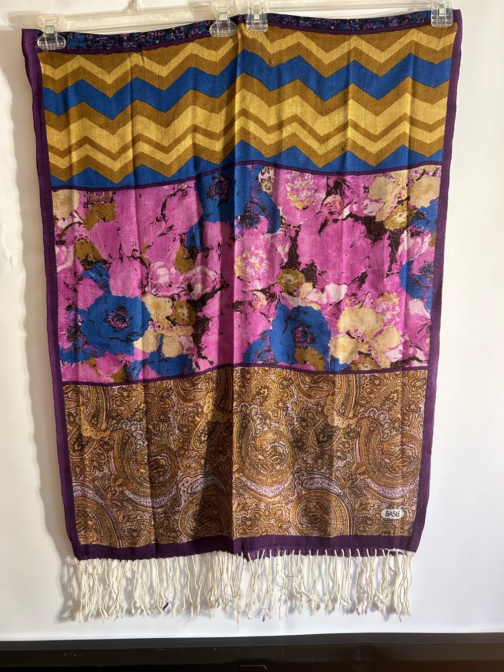 BASILE MULTI COLOR BEAUTIFUL WRAP SCARF WITH FRINGE